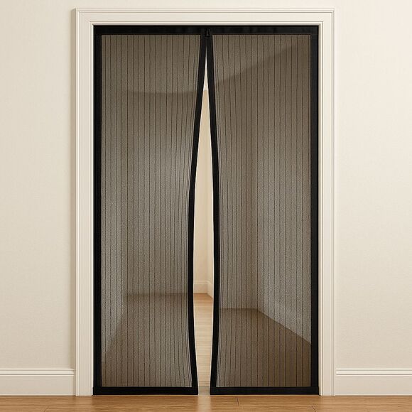 LYGFZ Black Center Opening Magnetic Screen Door 59" x 85.8" - Picture 1 of 8